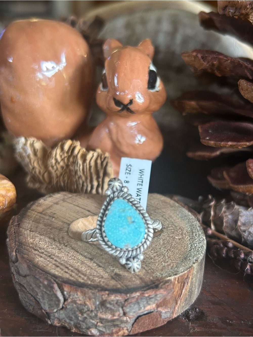 925 Sterling white water turquoise ring